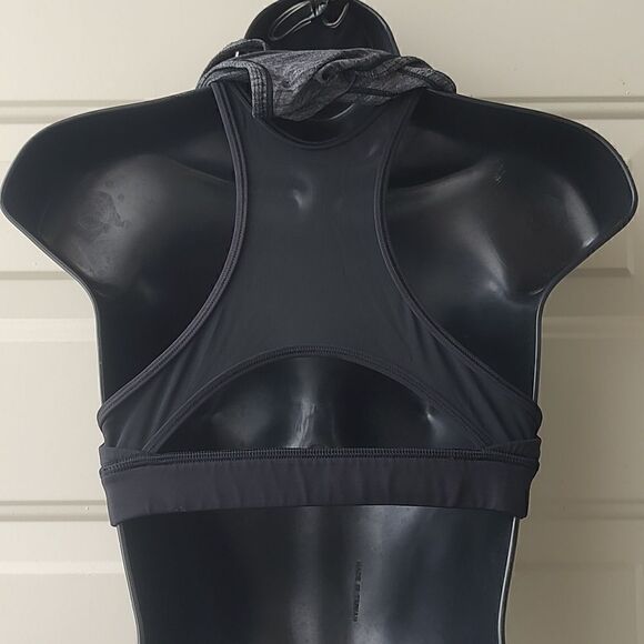 Lululemon Top Glide Stride Tank Sports Built-in Bra Racerback Black Gray Mesh 6 - Picture 7 of 10